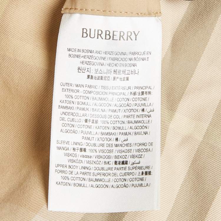 Pre Owned Burberry Flax Long Gabardine Trench Coat M