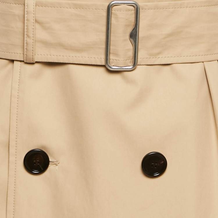 Pre Owned Burberry Flax Long Gabardine Trench Coat M