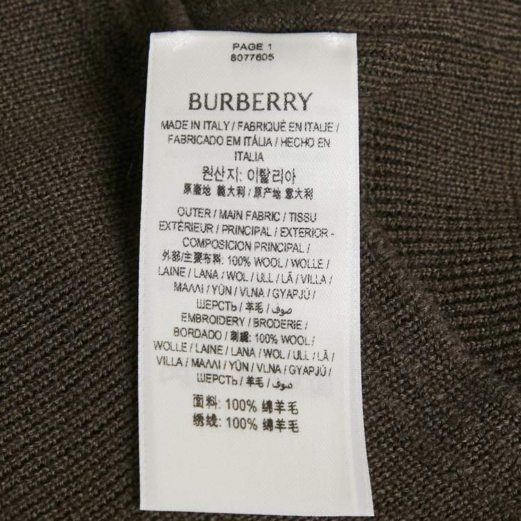 Pre Owned Burberry Otter Brown Wool Half Zip-Up Hooded Sweater XS