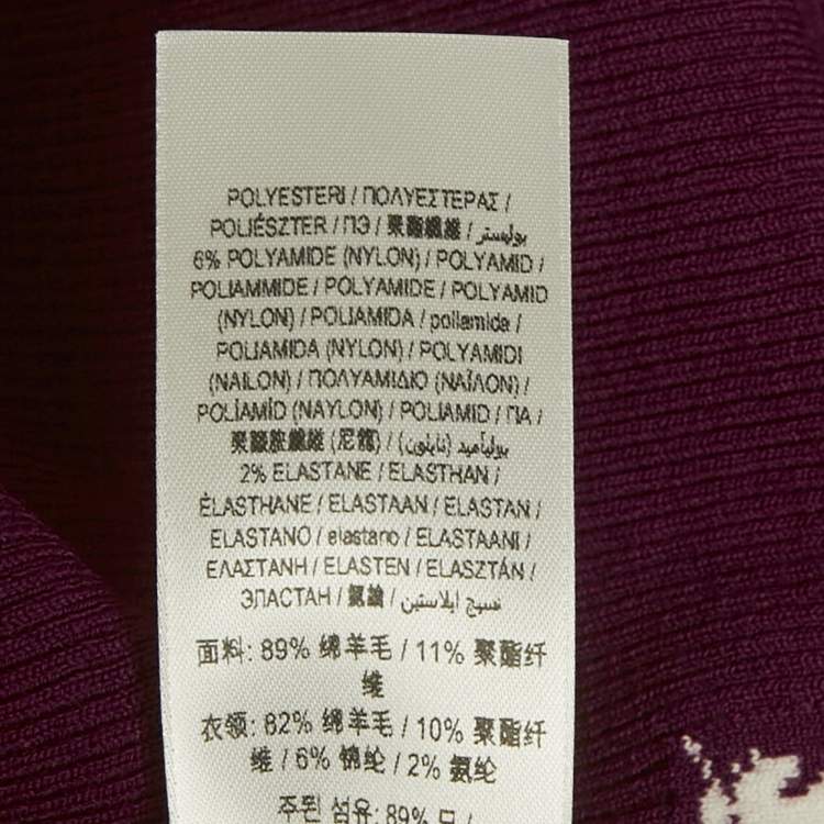 Pre Owned Burberry Burgundy Wool Turtle Neck Long Sleeve Sweater L