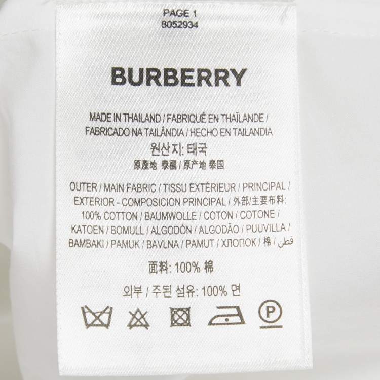 Pre Owned Burberry White Cotton Belted Mini Dress M