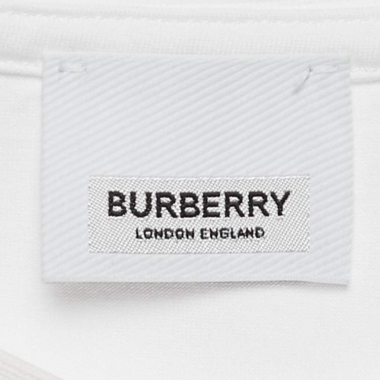 مملوكة مسبقًا Burberry White Cotton Carrick Check Pocket Detail Oversized T-Shirt XS