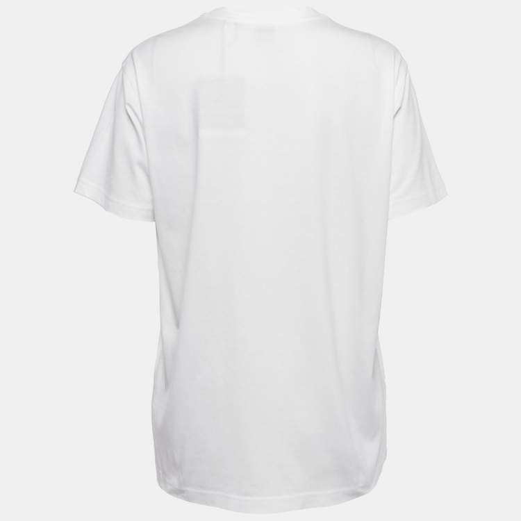 مملوكة مسبقًا Burberry White Cotton Carrick Check Pocket Detail Oversized T-Shirt XS