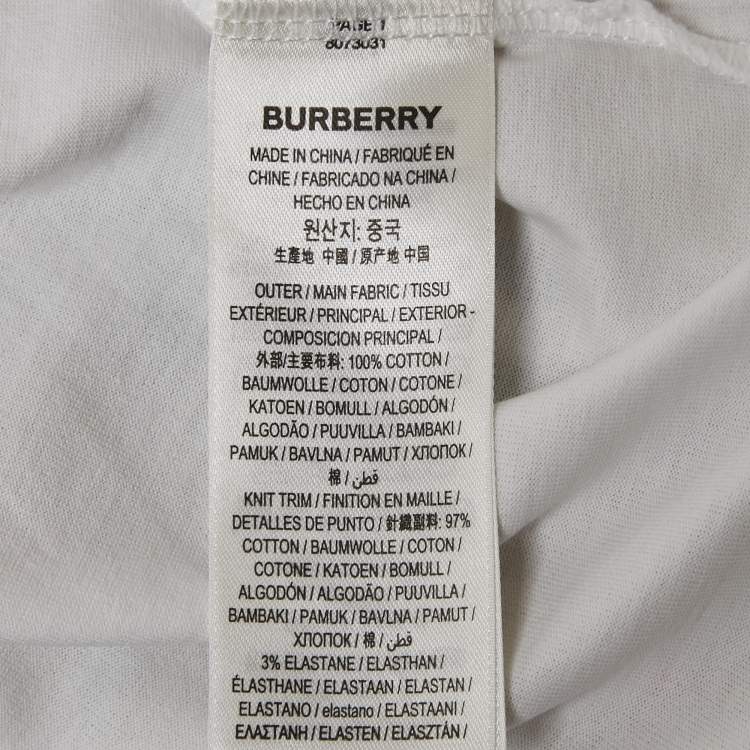 مملوكة مسبقًا Burberry White Cotton Carrick Check Pocket Detail Oversized T-Shirt XS