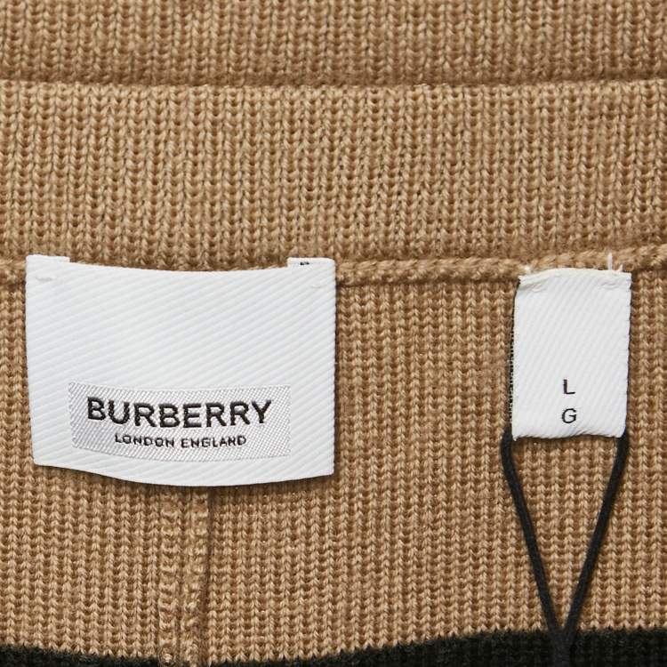 Pre Owned Burberry Beige Striped Knit Kenton Shorts L