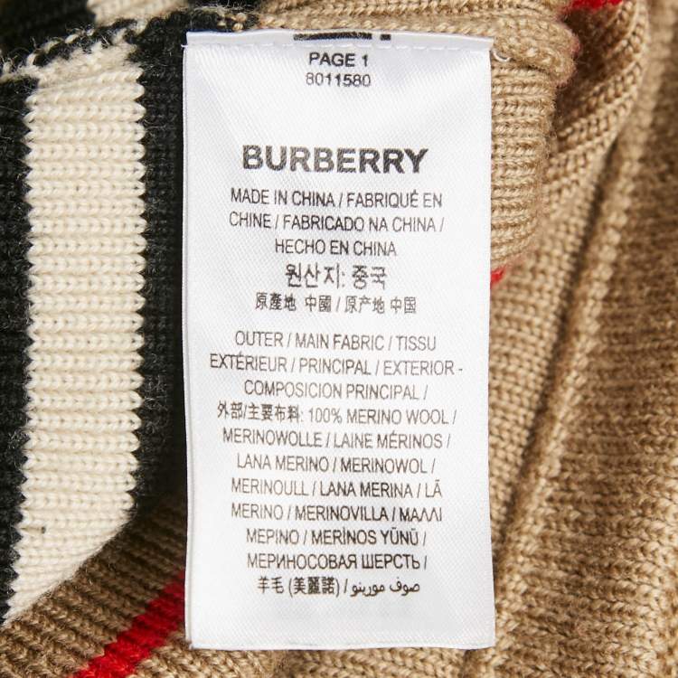 Pre Owned Burberry Beige Striped Knit Kenton Shorts L
