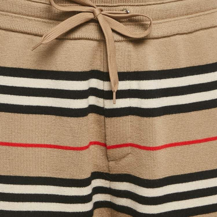 Pre Owned Burberry Beige Striped Knit Kenton Shorts L