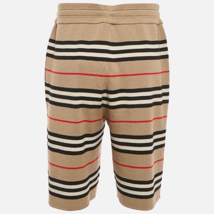 Pre Owned Burberry Beige Striped Knit Kenton Shorts L