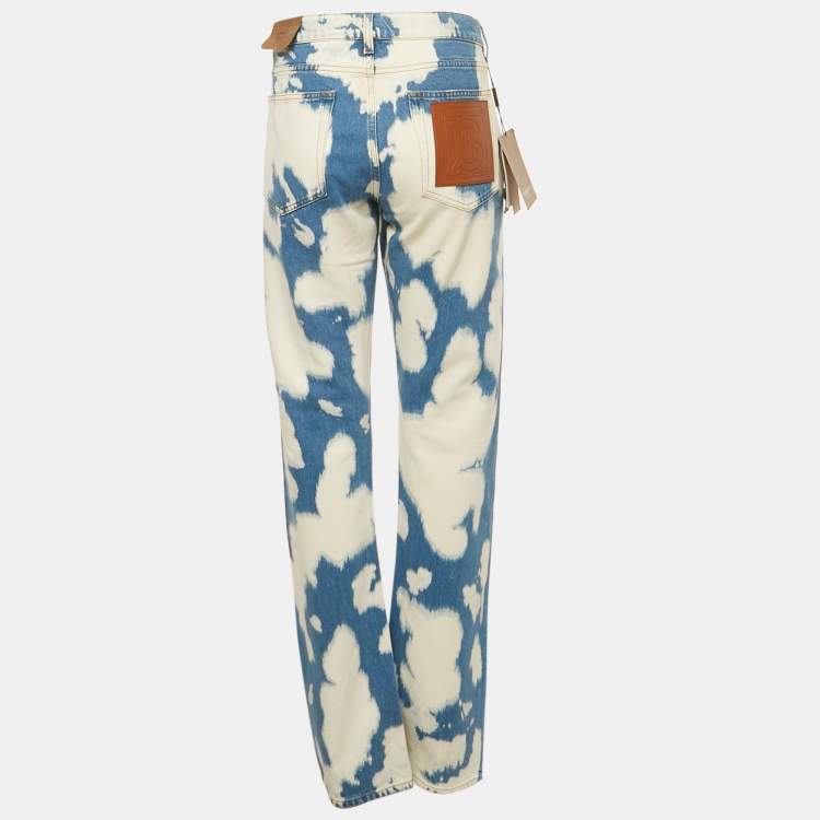 Pre Owned Burberry Blue Bleached Effect Denim Straight Leg Jeans XL Waist 35"