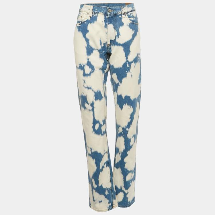 Pre Owned Burberry Blue Bleached Effect Denim Straight Leg Jeans XL Waist 35"