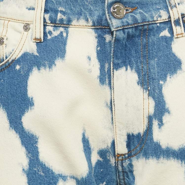 Pre Owned Burberry Blue Bleached Effect Denim Straight Leg Jeans XL Waist 35"
