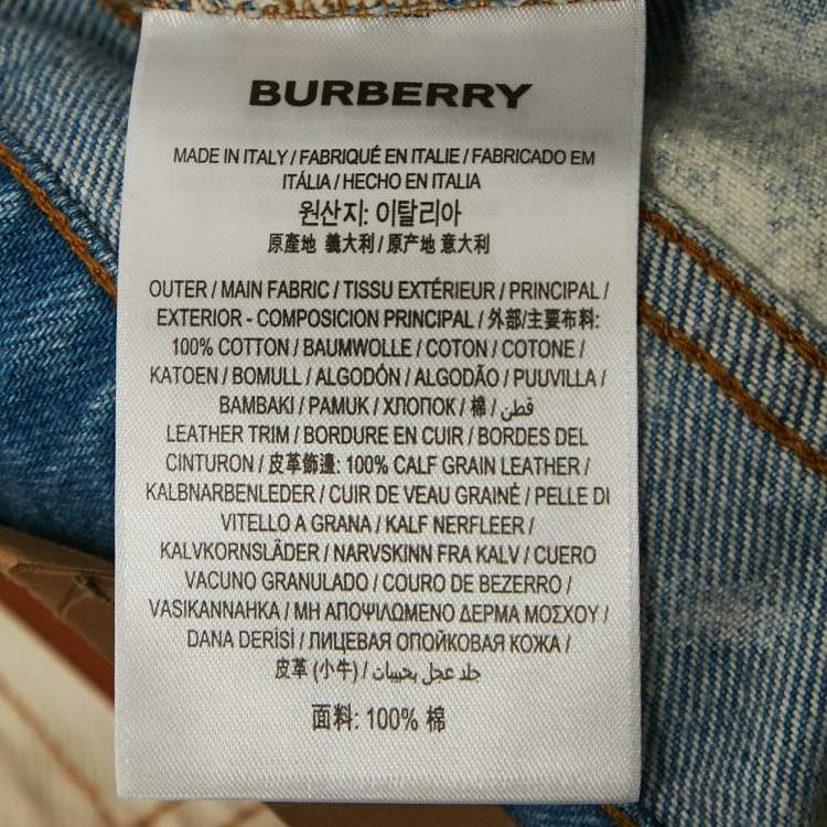 Pre Owned Burberry Blue Bleached Effect Denim Straight Leg Jeans XL Waist 35"
