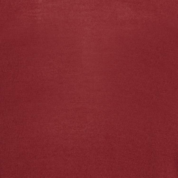 Pre Owned Burberry Red Merino Wool Knit Elbow Patch Sweater XS