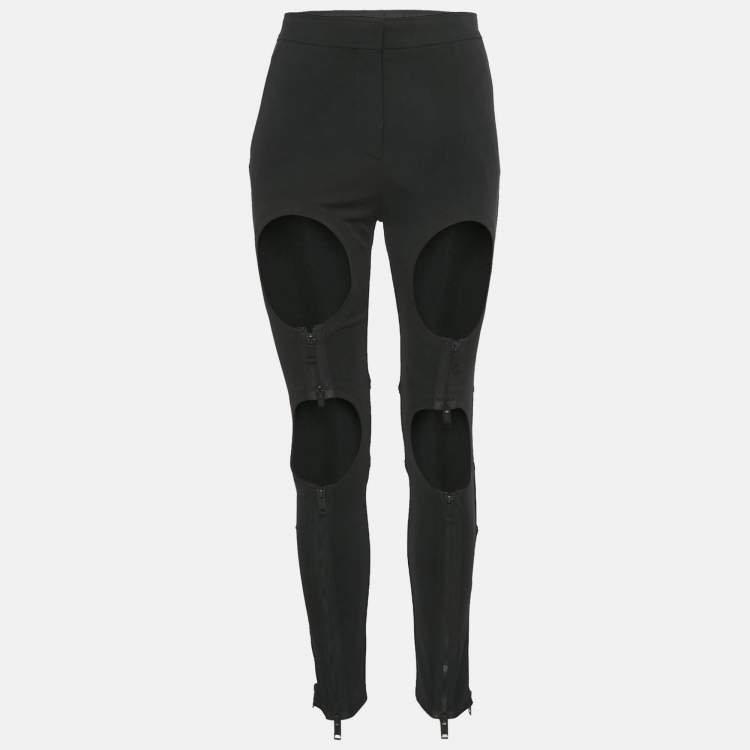 Pre Owned Burberry Black Crepe Cut-Out Zipper Detail Trousers  S