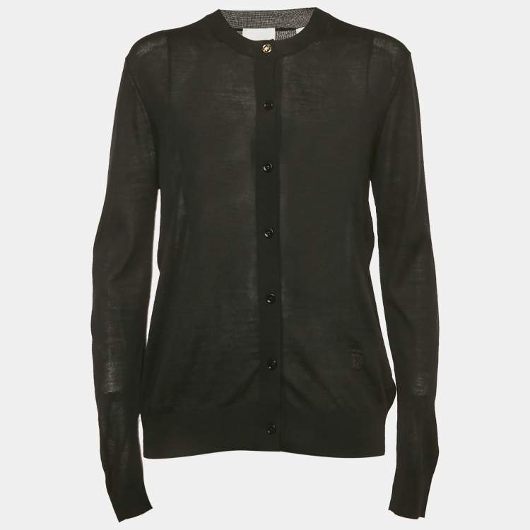 Pre Owned Burberry Black Wool Blend Cardigan S