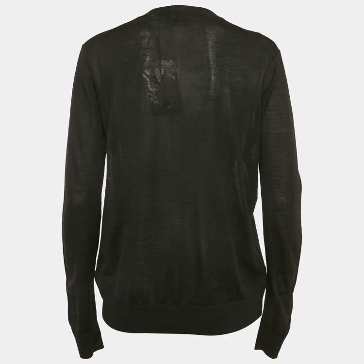 Pre Owned Burberry Black Wool Blend Cardigan S