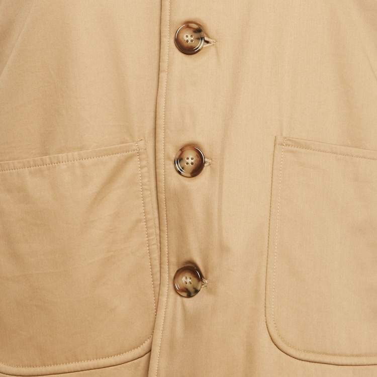 Pre Owned Burberry Beige Sarah Check Wool and Cotton Sleeveless Cape L