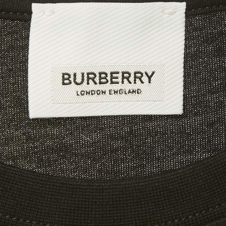 Pre Owned Burberry Black Logo Embroidered Jersey T-Shirt S