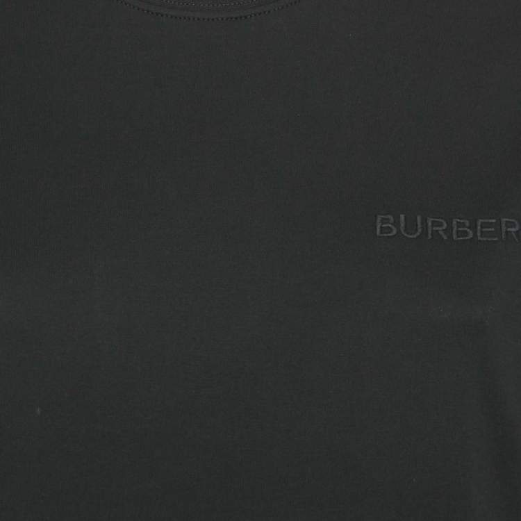 Pre Owned Burberry Black Logo Embroidered Jersey T-Shirt S