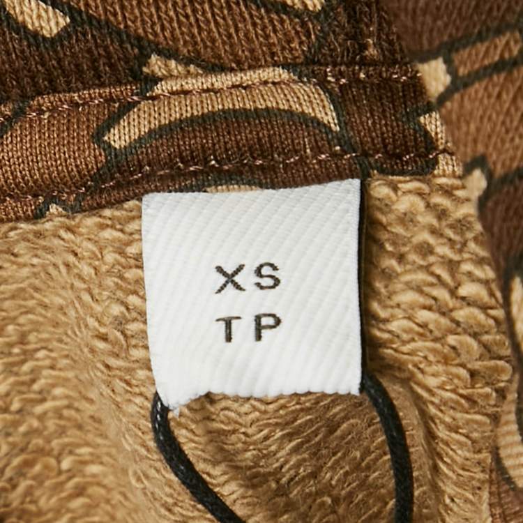 Pre Owned Burberry Bridle Brown TB Monogram Print Cotton Hoodie XS