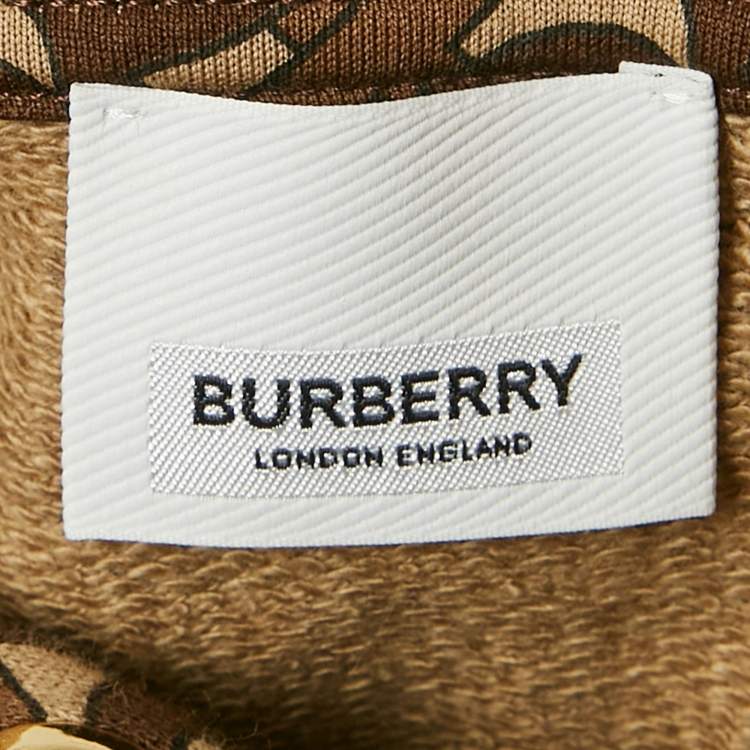 Pre Owned Burberry Bridle Brown TB Monogram Print Cotton Hoodie XS