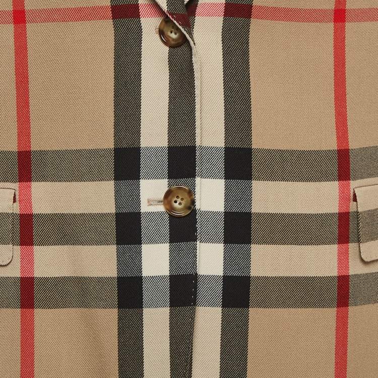 Pre Owned Burberry Beige Checks Gabardine Blazer M