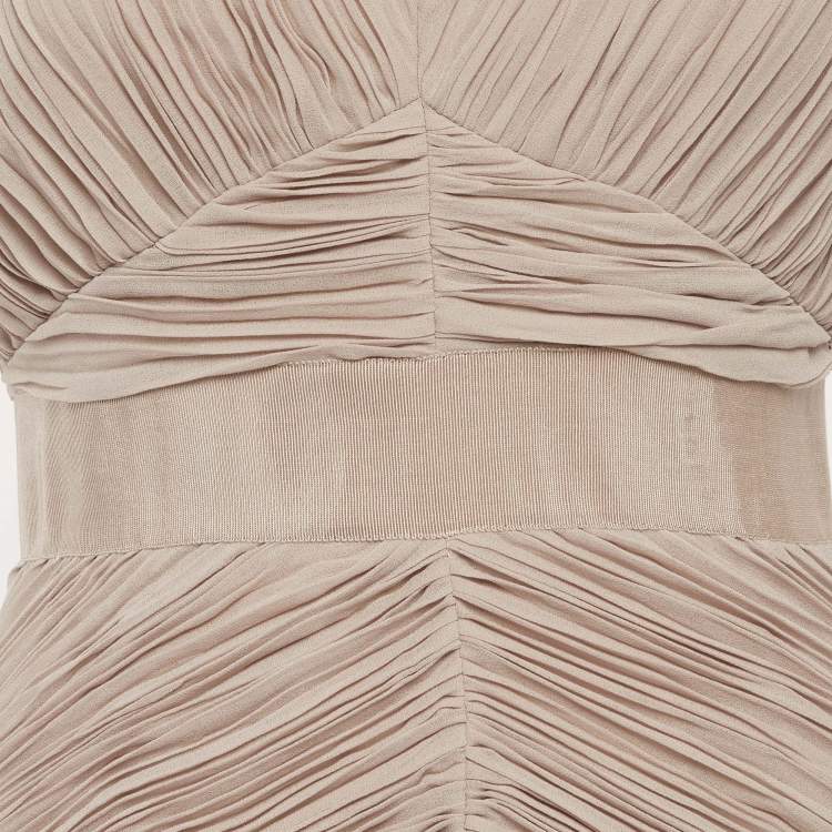 Pre Owned Burberry Beige Plisse Mini Dress S