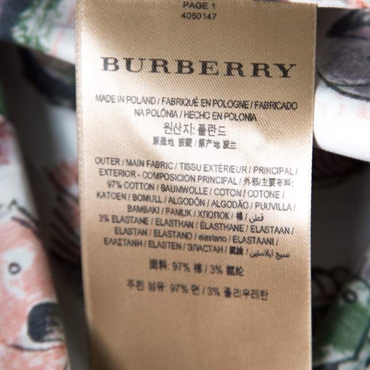 مملوكة مسبقًا Burberry Beige Monster Mask Print Ruffle Detail Shirt L