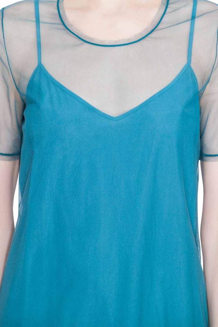 مملوكة مسبقًا Burberry Prosum Peacock Green Sheer Silk Tulle Feather Light Top M