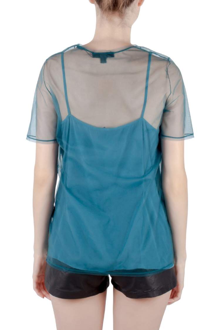 مملوكة مسبقًا Burberry Prosum Peacock Green Sheer Silk Tulle Feather Light Top M