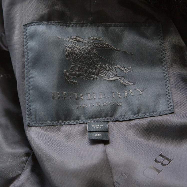 Pre Owned Burberry Prorsum Black Cherry Cashmere Detachable Fur Collar Trench Coat L
