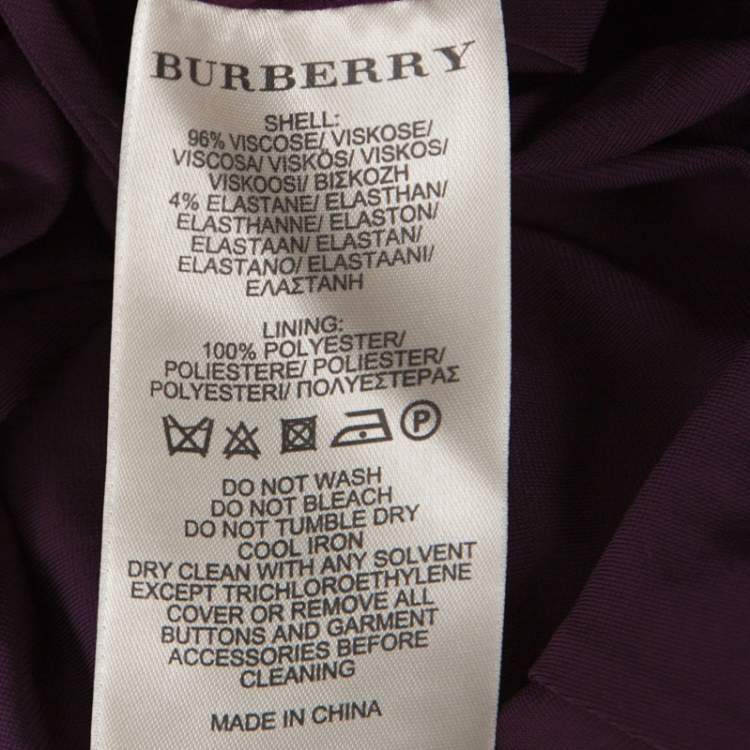 Pre Owned Burberry Purple Jersey Ruched Short Sleeve Dress L