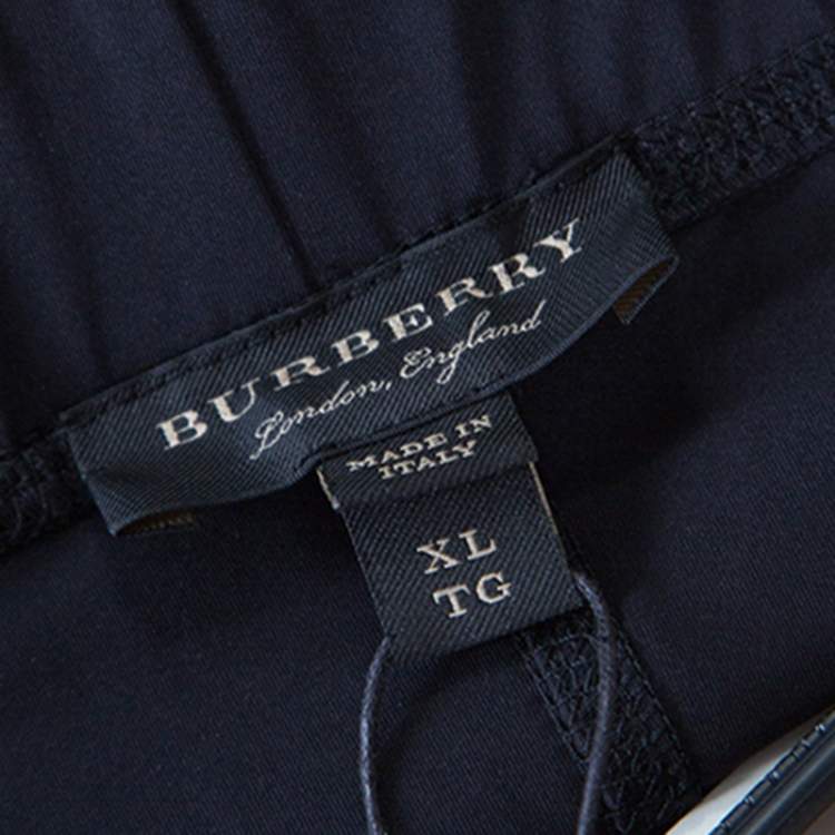 Pre Owned Burberry Black Stretch Jersey Strap Detailed Footed Leggings XL