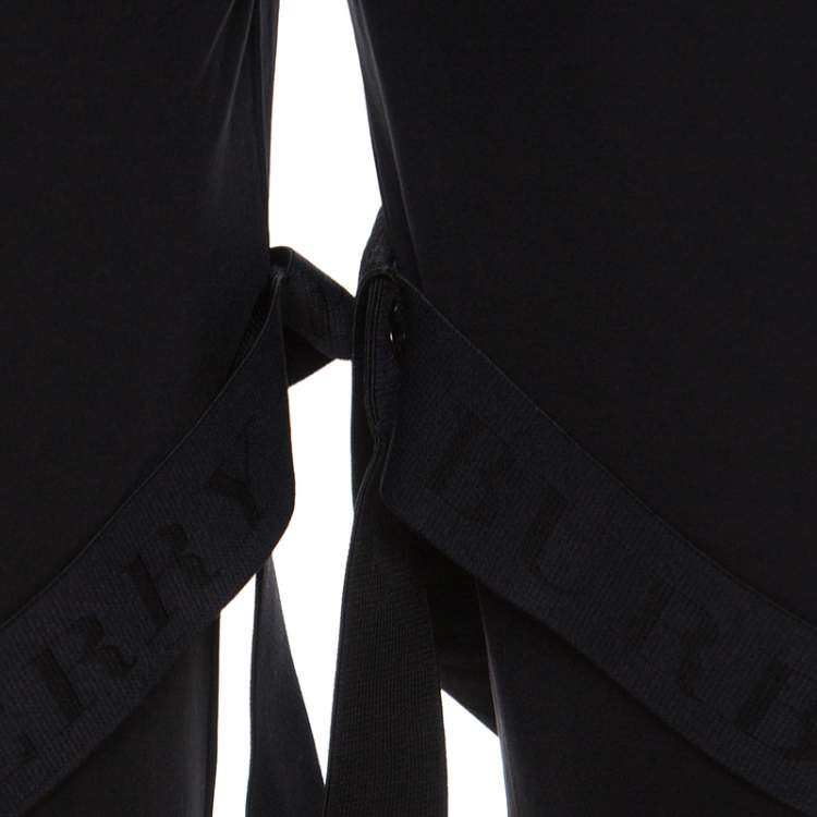 Pre Owned Burberry Black Stretch Jersey Strap Detailed Footed Leggings XL