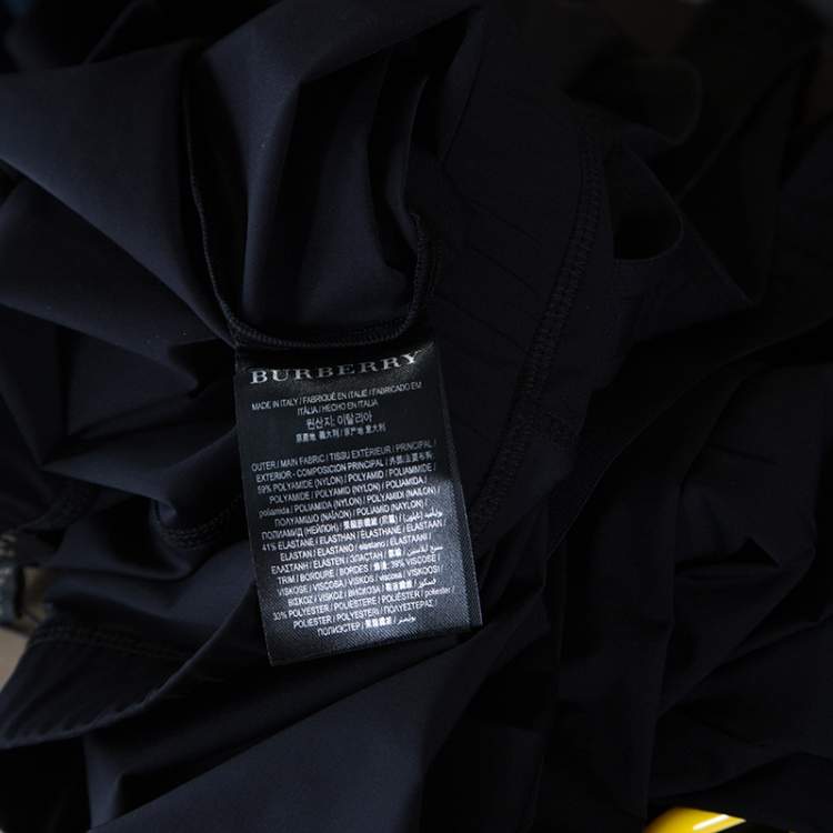 Pre Owned Burberry Black Stretch Jersey Strap Detailed Footed Leggings XL