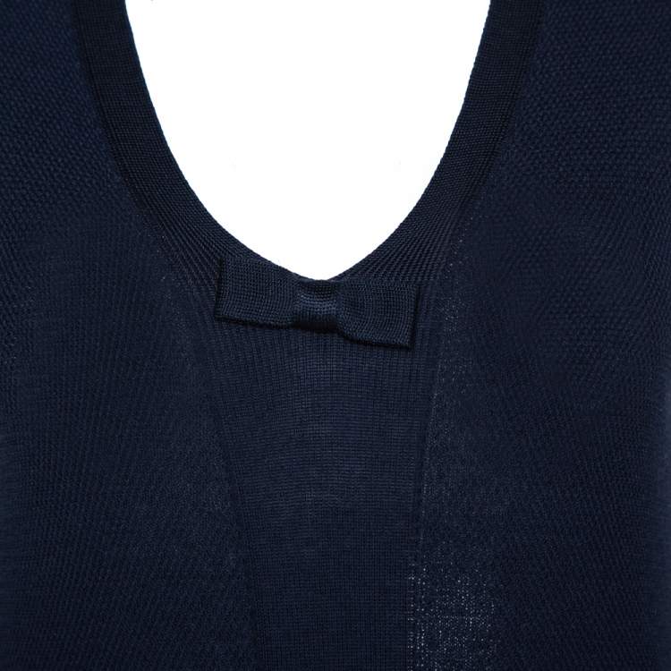 مملوكة مسبقًا Burberry London Navy Blue Cotton Silk Knit Sleeveless V Neck Top S