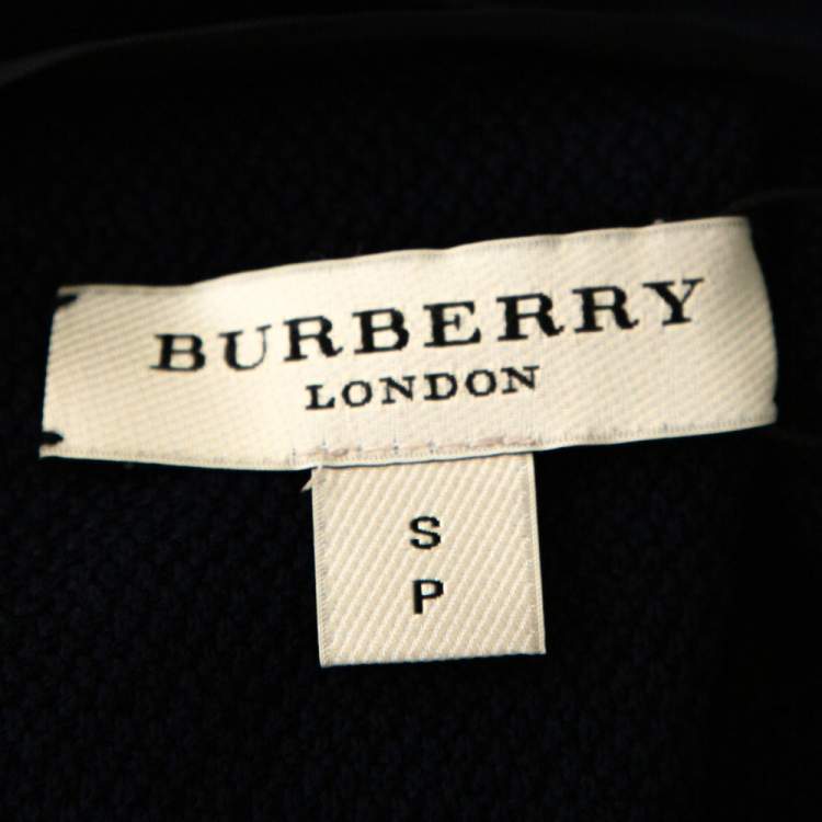 مملوكة مسبقًا Burberry London Navy Blue Cotton Silk Knit Sleeveless V Neck Top S