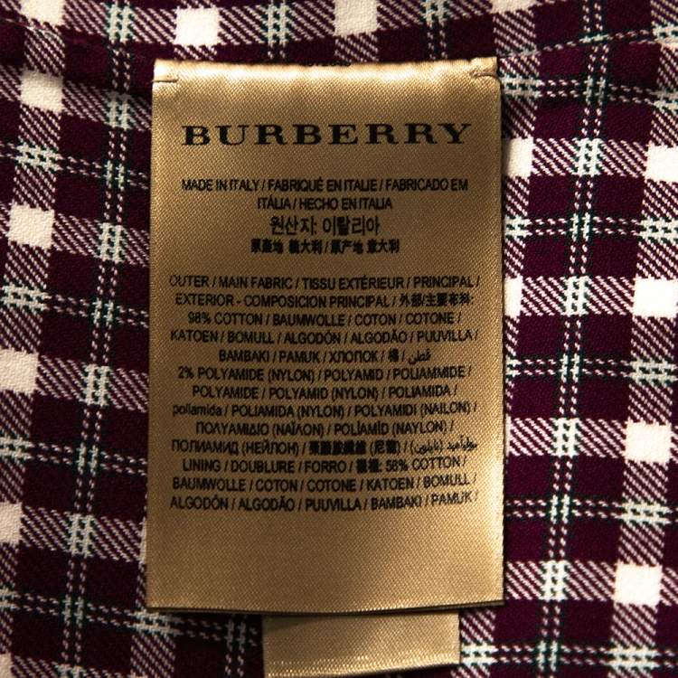 Pre Owned Burberry Burgundy Plaid Check Cotton Blazer S