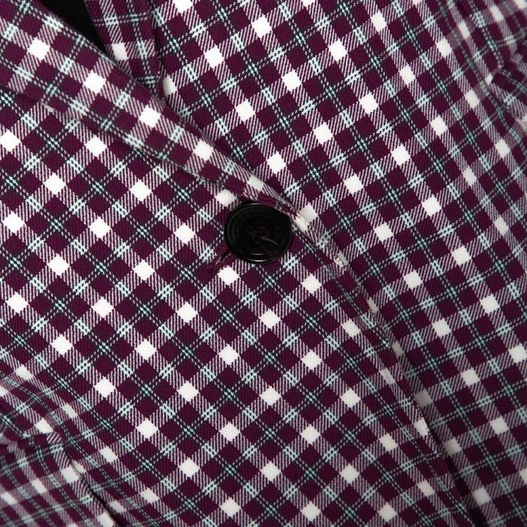 Pre Owned Burberry Burgundy Plaid Check Cotton Blazer S