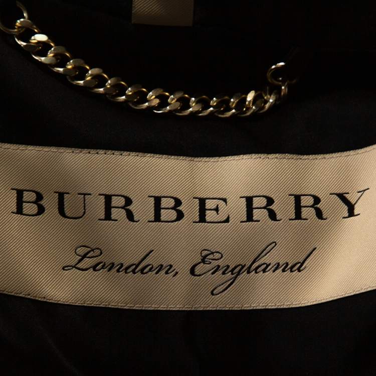 مملوكة مسبقًا Burberry Black Silk Belted Kensington Trench Coat XS