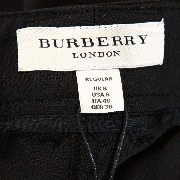 مملوكة مسبقًا Burberry Black Stretch Wool Flared Trousers S 