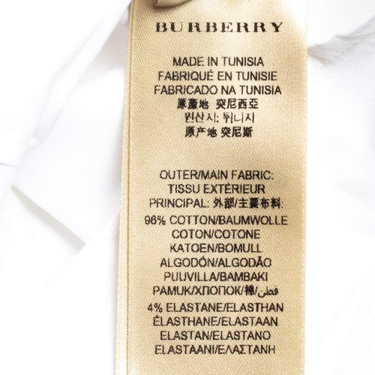Pre Owned Burberry White Stretch Cotton Long Sleeve Shirt M