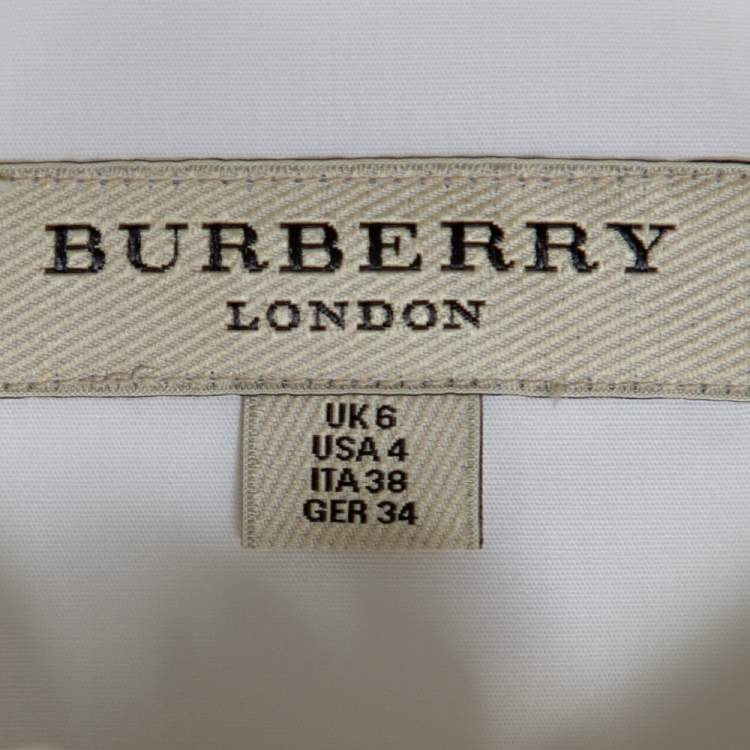 Pre Owned Burberry White Stretch Cotton Long Sleeve Shirt S