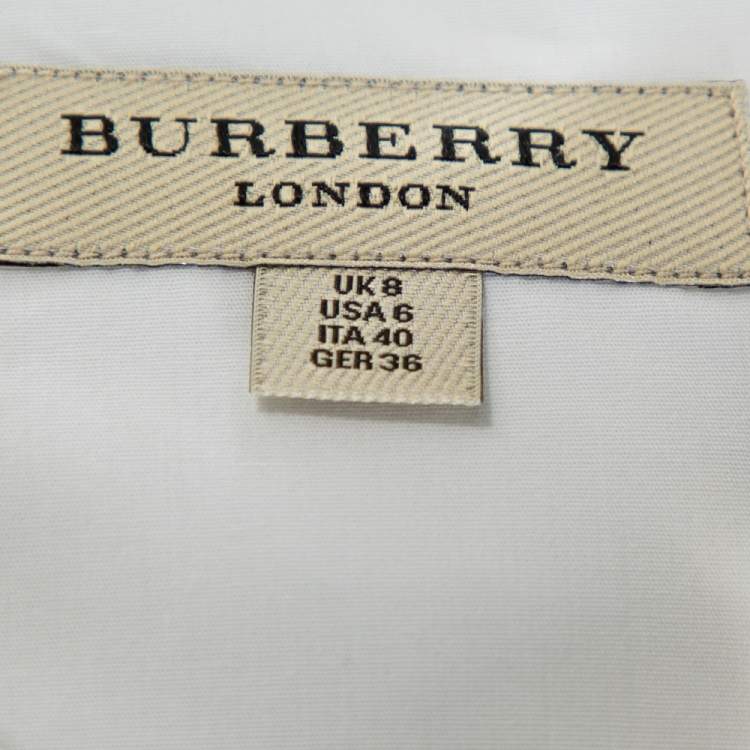 مملوكة مسبقًا Burberry White Stretch Cotton Long Sleeve Shirt S