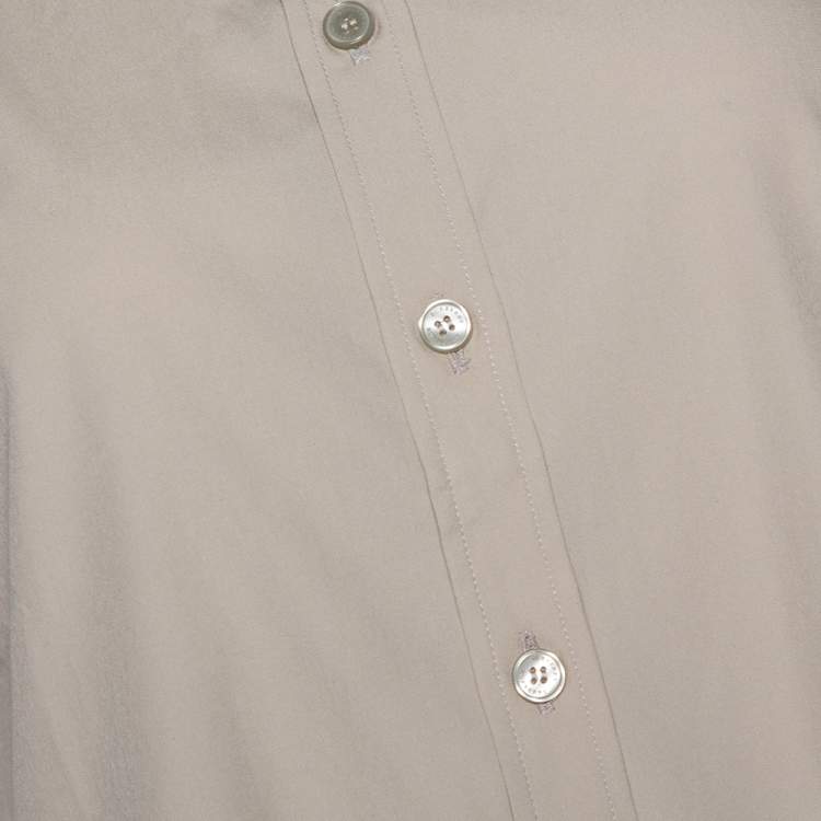 Pre Owned Burberry Stone Stretch Cotton Long Sleeve Shirt M