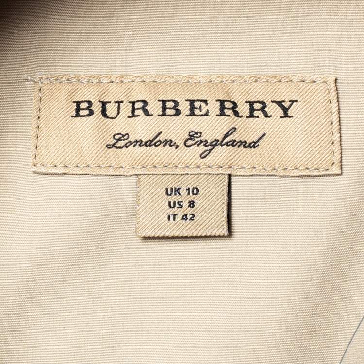 Pre Owned Burberry Stone Stretch Cotton Long Sleeve Shirt M