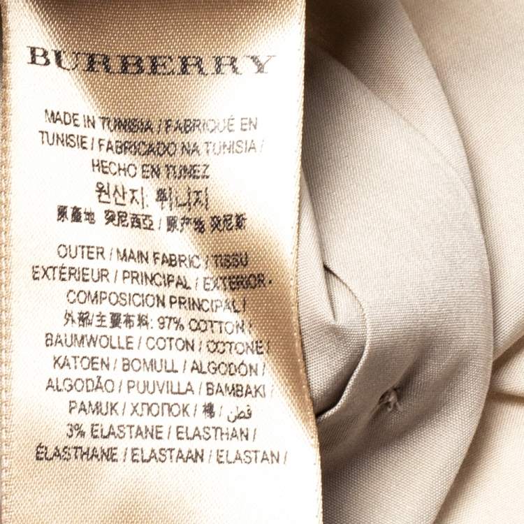 Pre Owned Burberry Stone Stretch Cotton Long Sleeve Shirt M