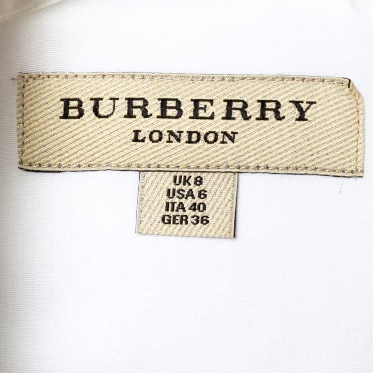 Pre Owned Burberry White Stretch Cotton Long Sleeve Shirt S
