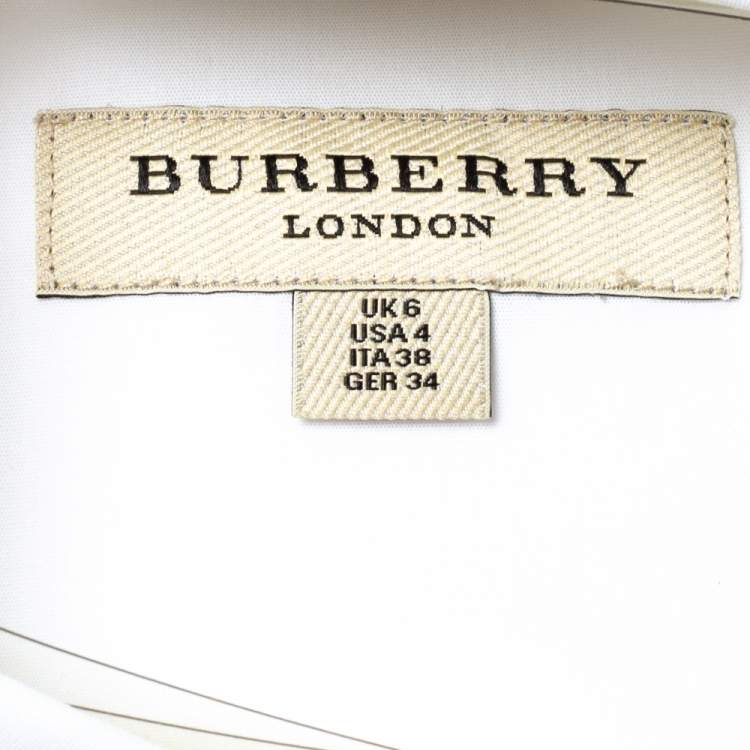 Pre Owned Burberry White Stretch Cotton Long Sleeve Shirt S