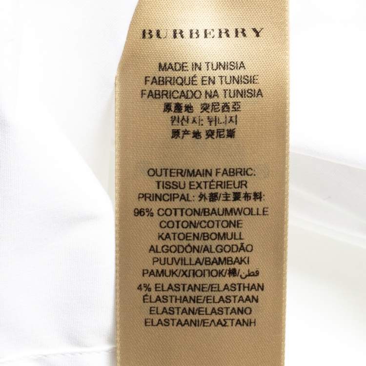 Pre Owned Burberry White Stretch Cotton Long Sleeve Shirt S